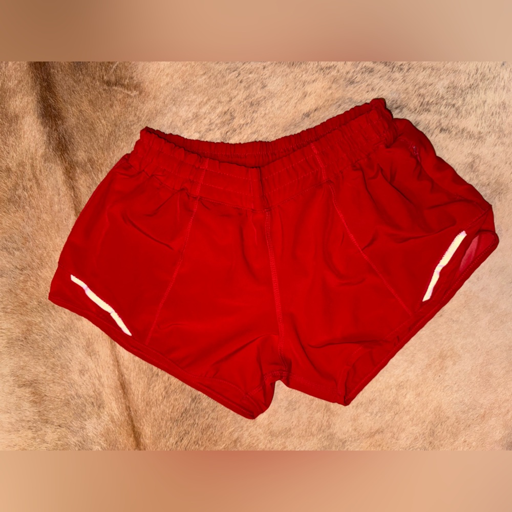 V women’s red athletic shorts